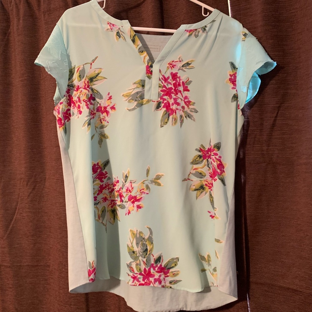 Pretty Teal Floral Blouse